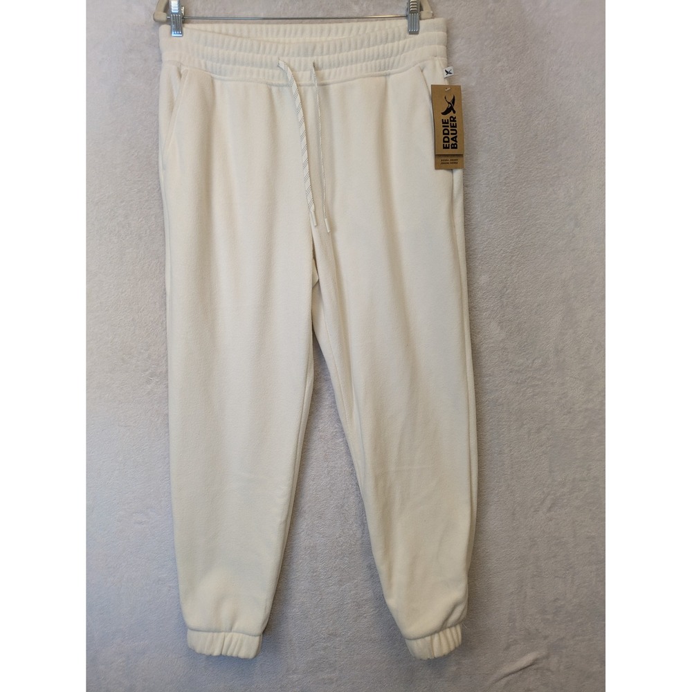 NEW Eddie Bauer Sienna Jogger Women's L Coconut Milk Fleece Drawstring Pockets
